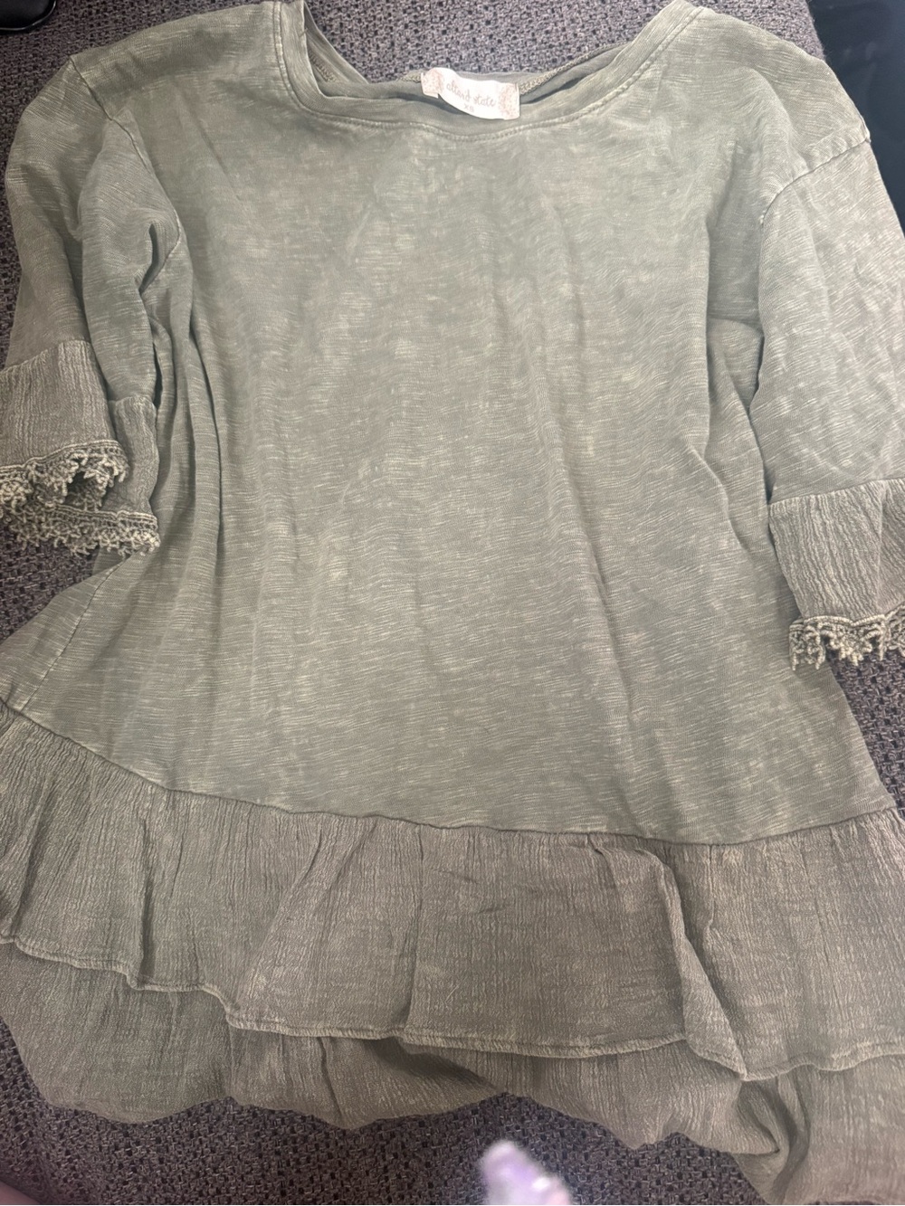 Altar'd State Light Olive Ruffle-Hem Tunic